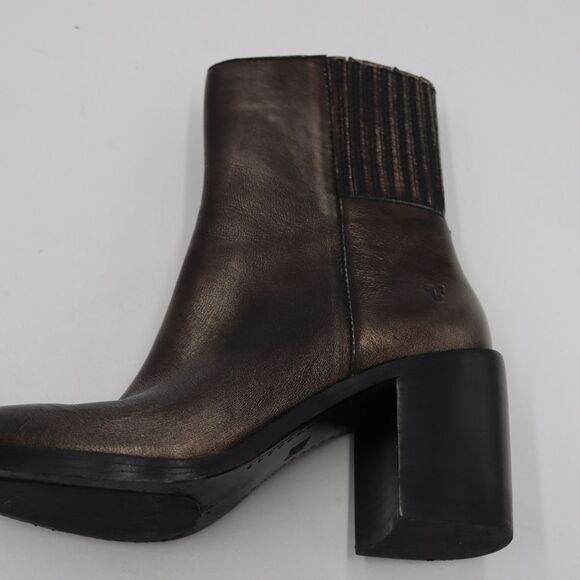 Frye Burnished Silver Ankle Heeled Boots 6 - Picture 3 of 14